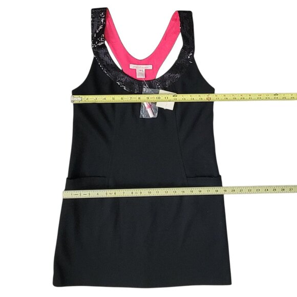 Charlotte Ronson Black Soft Wool Blend Mini Dress with Sequin Detail and Pockets - Picture 10 of 12